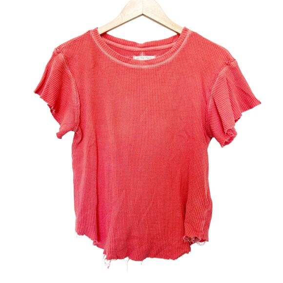 Free People We The Free Orange Waffle Knit T Shirt Sz S - Picture 1 of 5